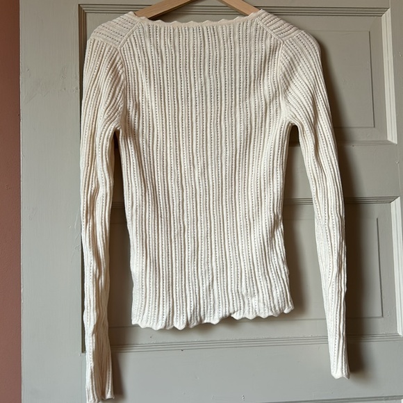J.Crew Cream Merino Square Neck Pointelle Sweater - small - Picture 7 of 7